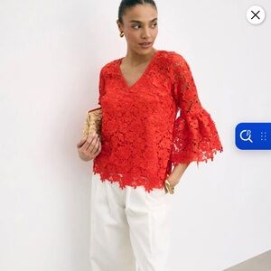 Trina Turk Smolder Red Lace Top size Sm